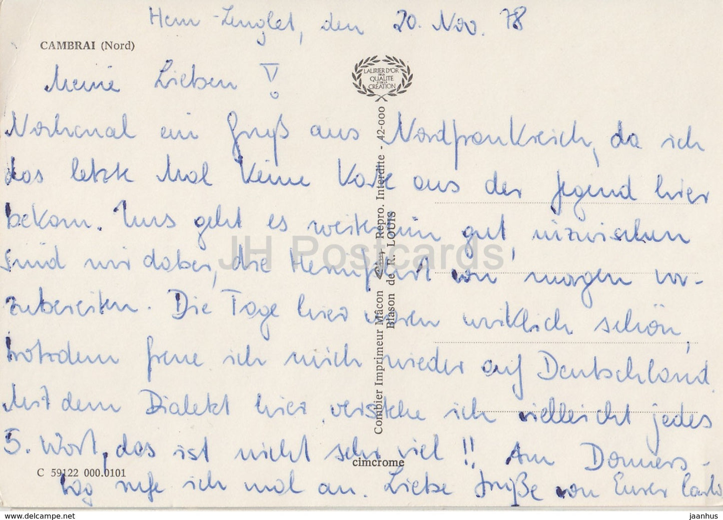 Cambrai Nord – Kathedrale – Hotel de Ville – Le Papillon – Multiview – Frankreich – 1978 – gebraucht