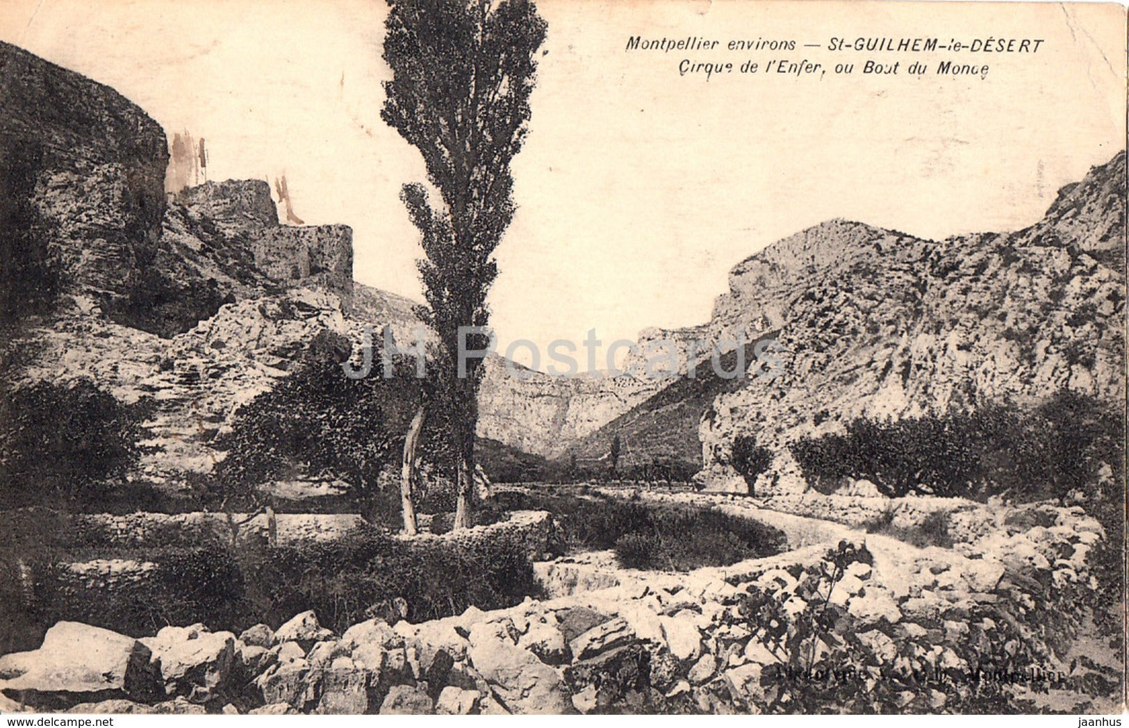 Montpellier environs - St Guilhem le Desert - Cirque de l'Enfer - ou Bout du Monde - old postcard - France - used