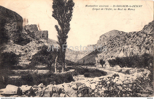 Montpellier environs - St Guilhem le Desert - Cirque de l'Enfer - ou Bout du Monde - old postcard - France - used