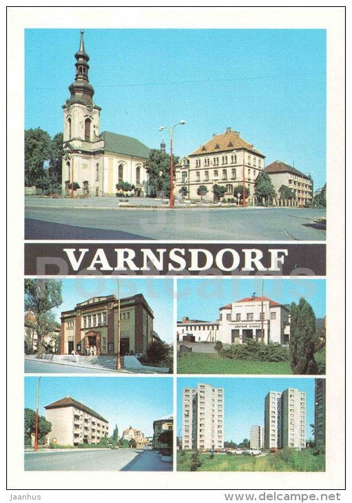 centre - housing estate - Kinokavarna - Municipal Theatre - Varnsdorf - Czechoslovakia - Czech - used 1988 - JH Postcards