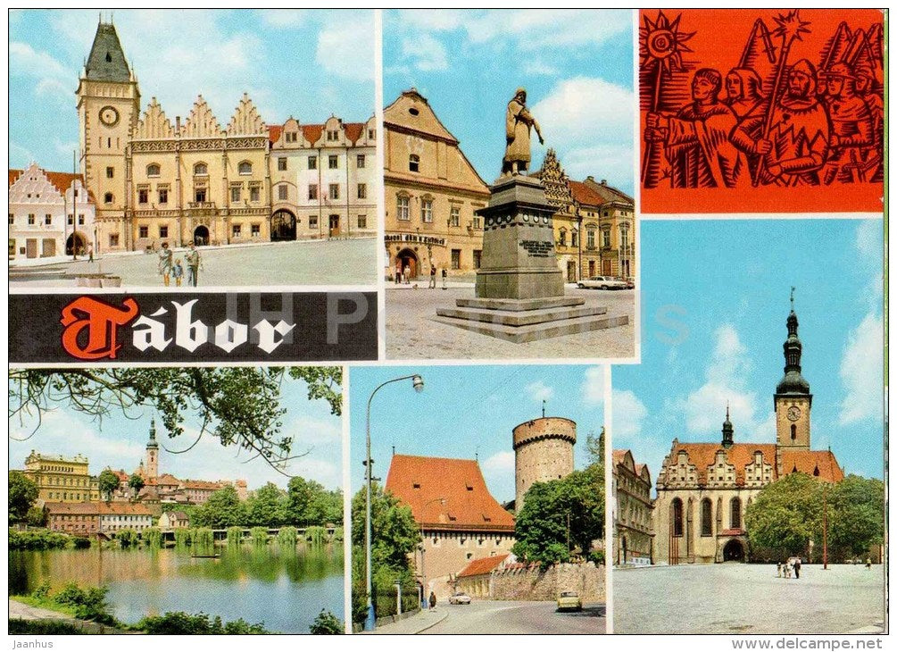 monument - town views - Tabor - Czechoslovakia - Czech - used - JH Postcards