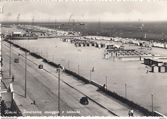 Rimini - Panorama spiaggia e rotonda - Panorama of the shore and rotunda - old postcard - Italy - used - JH Postcards