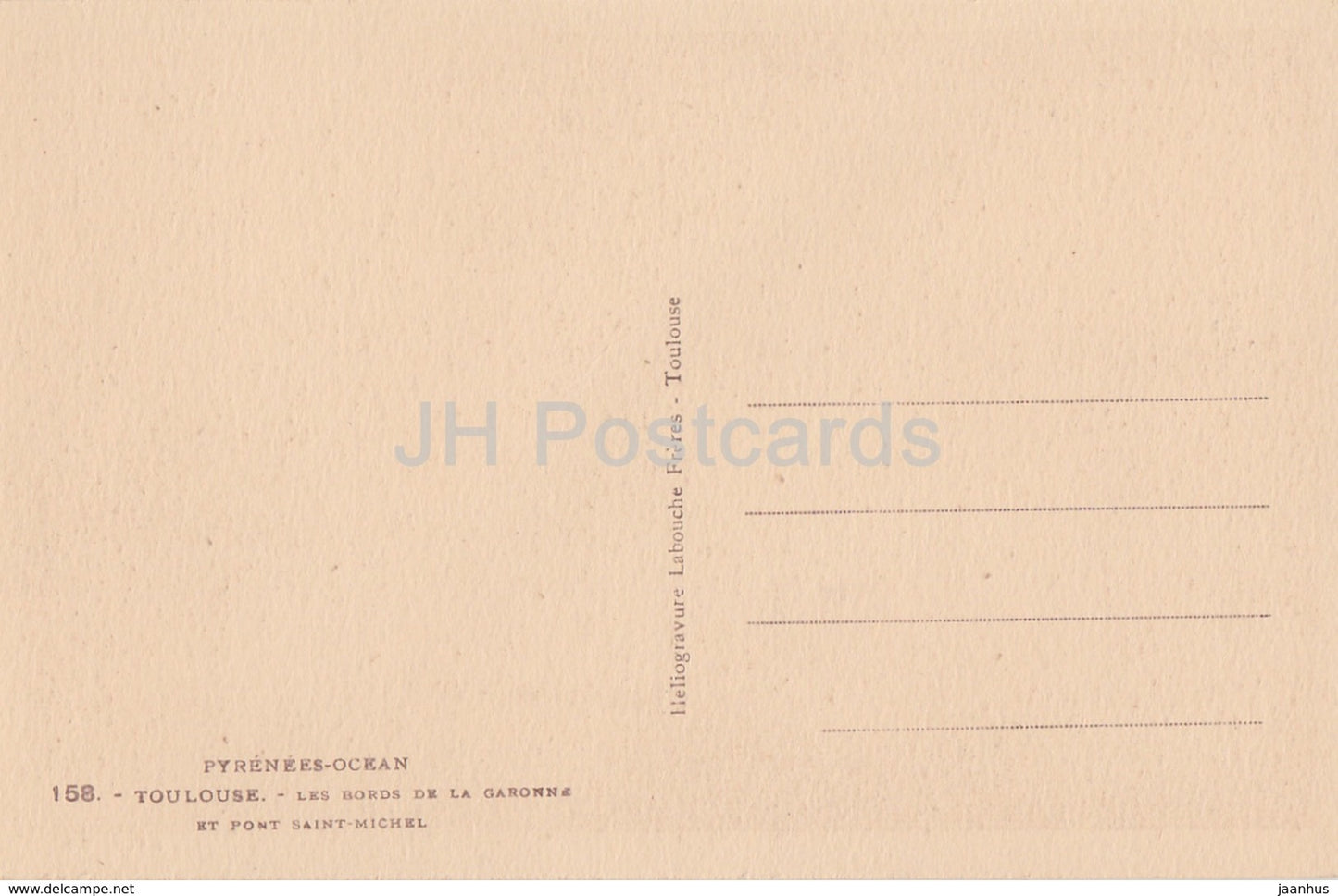 Toulouse - Les Bords de la Garonne et Pont Saint Michel - Pyrenees Ocean - hotel - 158 - old postcard - France - unused