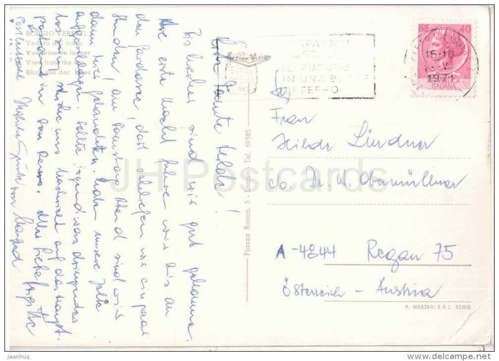 Veduta dal Mare - Borgia Verezzi - Genova - Liguria - Italia - Italy - sent from Italy to Austria 1971 - JH Postcards