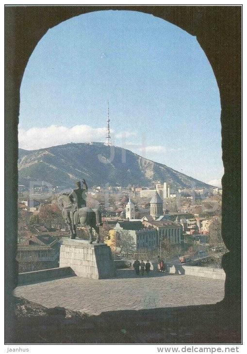 Tbilisi - 1 - monument to Vakhtang Gorgasali - 1989 - Georgia USSR - unused - JH Postcards