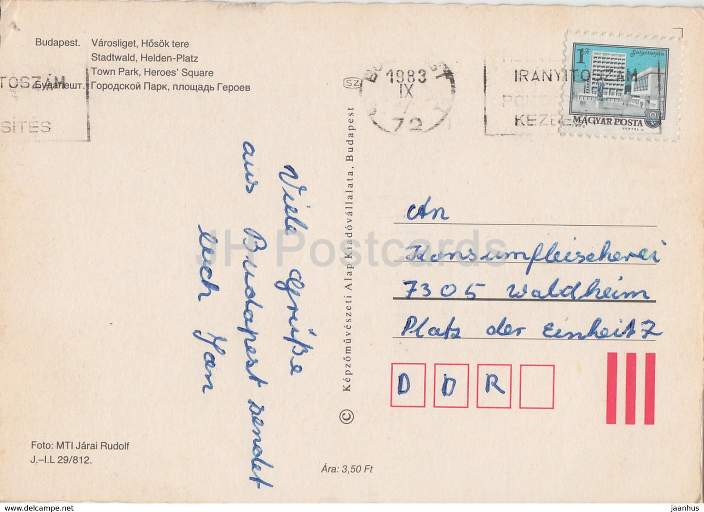 Budapest - Parc municipal - Place des Héros - 1983 - Hongrie - occasion