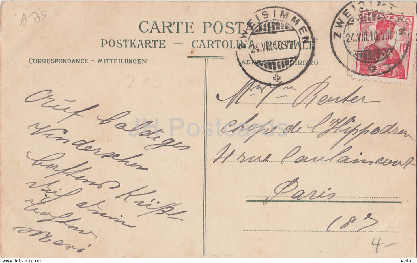 Argburger Khuhreghe - vache - paroles - illustration - 1741 CTB - carte postale ancienne - 1910 - Allemagne - utilisé