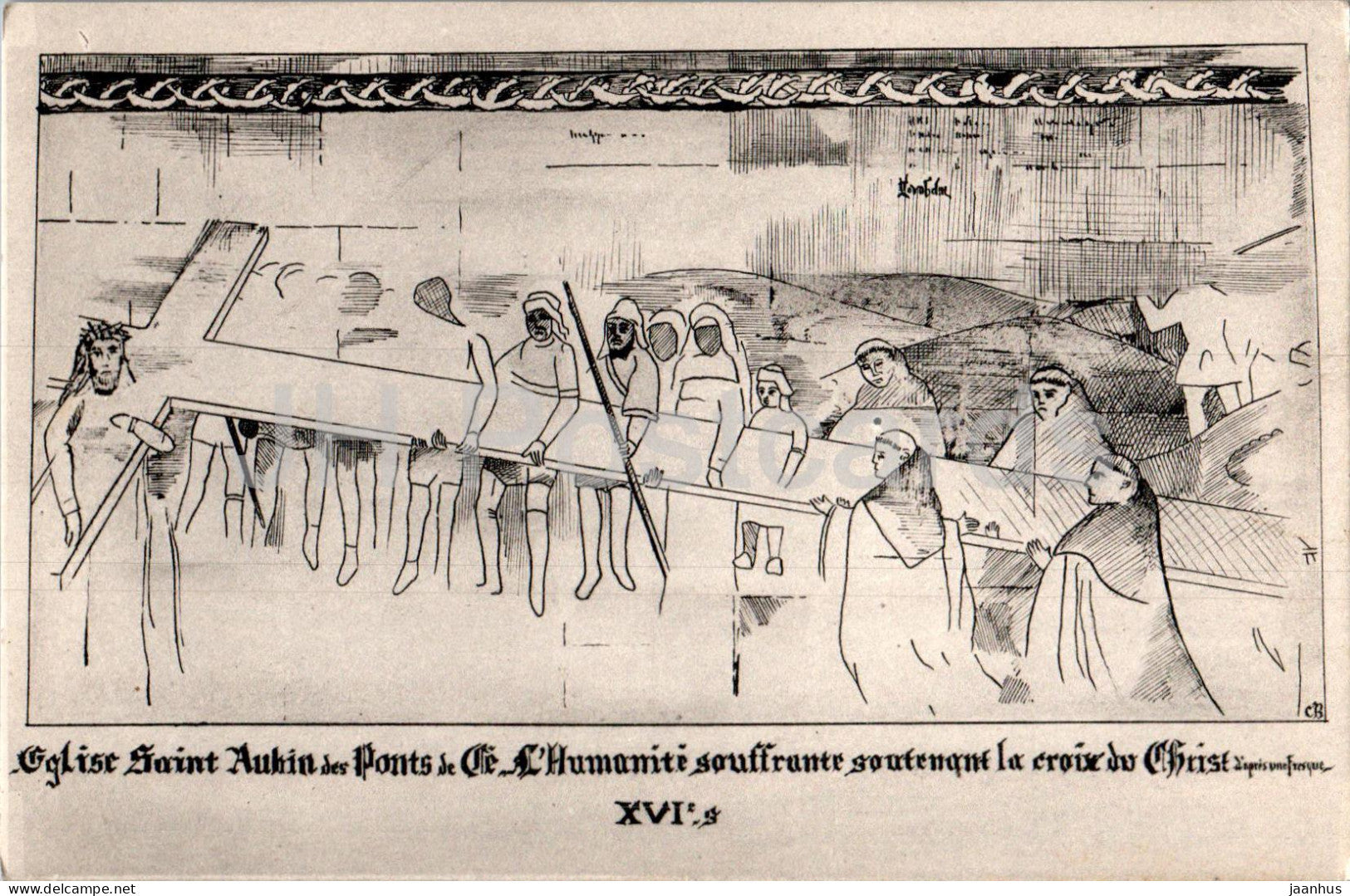 Eglise Saint Aubin des Ponts de Ce - illustration - old postcard - 1950 - France - used - JH Postcards