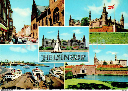 Kronborg - port - ship - castle - street - multiview - 1176/5 - Denmark - unused - JH Postcards