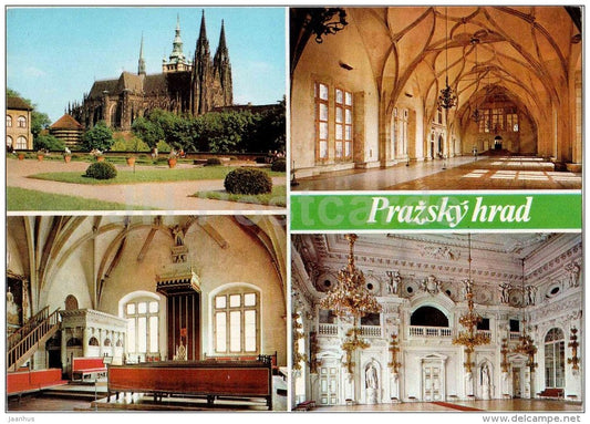 Prague Castle - St. Vitus cathedral - Vladislavsky hall - Spanish hall  Praha - Prague - Czechoslovakia - Czech - used - JH Postcards