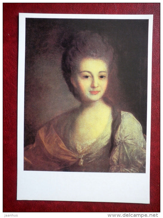 painting by Fyodor Rokotov , Portrait of Alexandra Petrovna Struyskoy , 1772 - russian art - unused - JH Postcards