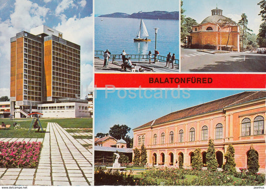Balaton - Balatonfured - hotel - sailing boat - multiview - 1981 - Hungary - used - JH Postcards