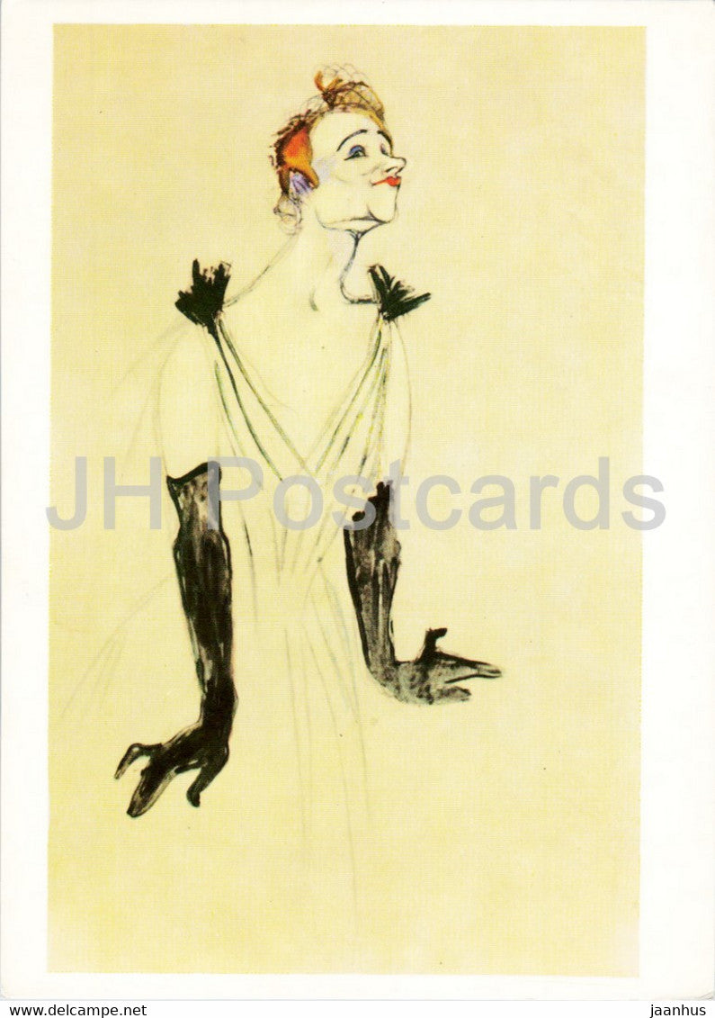 painting by Henri de Toulouse-Lautrec - Yvette Guilbert - French art - Germany DDR - unused - JH Postcards