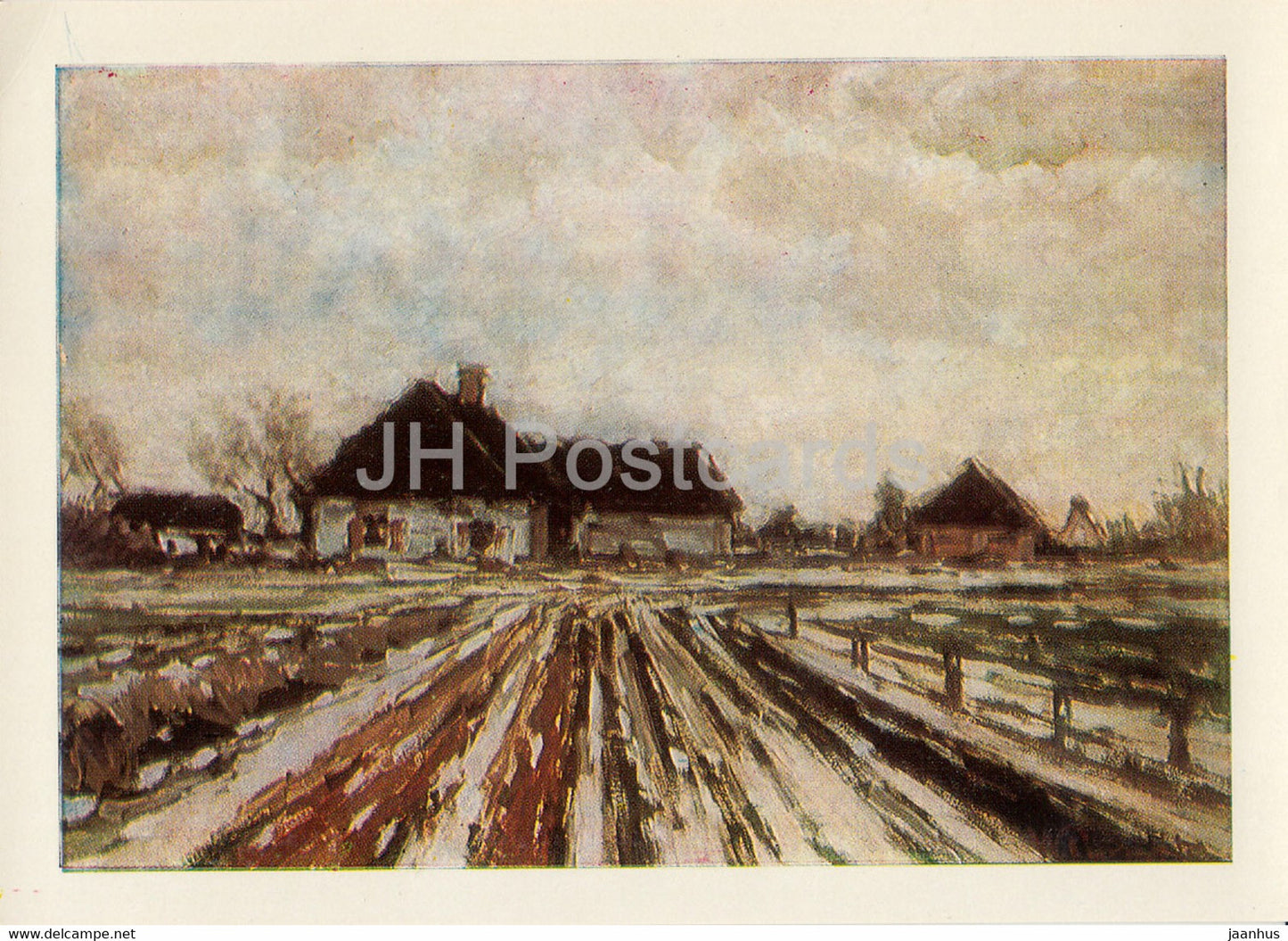 painting by Vilhelms Purvitis - First Snow - Latvian art - Latvia USSR - unused - JH Postcards