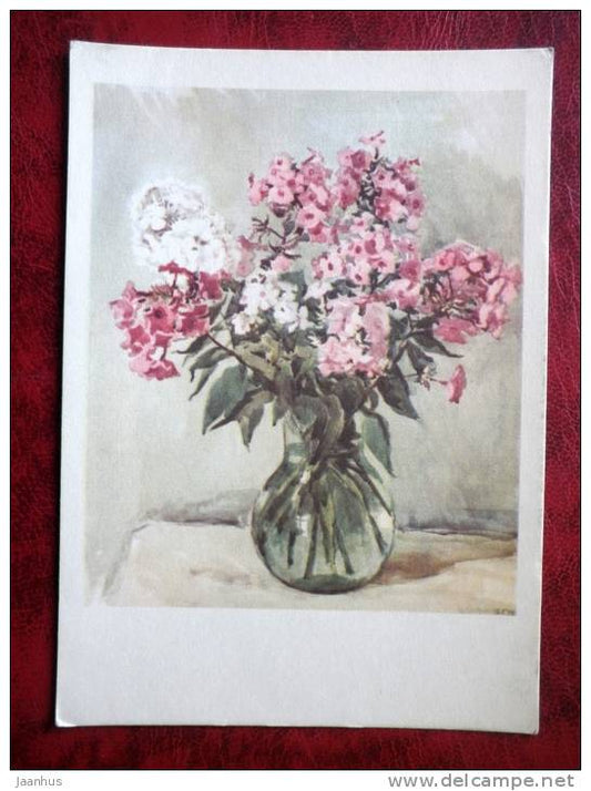 Painting by K. K. Kupetsio - phlox - flowers - russian art - unused - JH Postcards