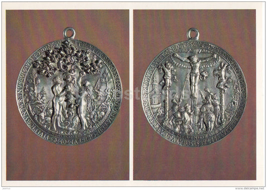 Medal with scenes from the Old and New Testaments , 1536 . Germany - Renaissance Medals - 1987 - Russia USSR - unused - JH Postcards