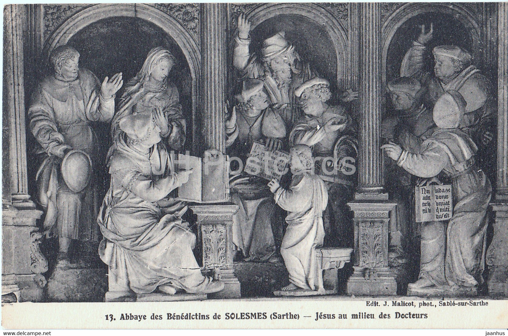 Abbaye des Benedictins de Solesmes - Jesus au milieu des Docteurs - 13 - old postcard - France - unused - JH Postcards