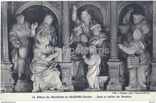 Abbaye des Benedictins de Solesmes - Jesus au milieu des Docteurs - 13 - old postcard - France - unused - JH Postcards