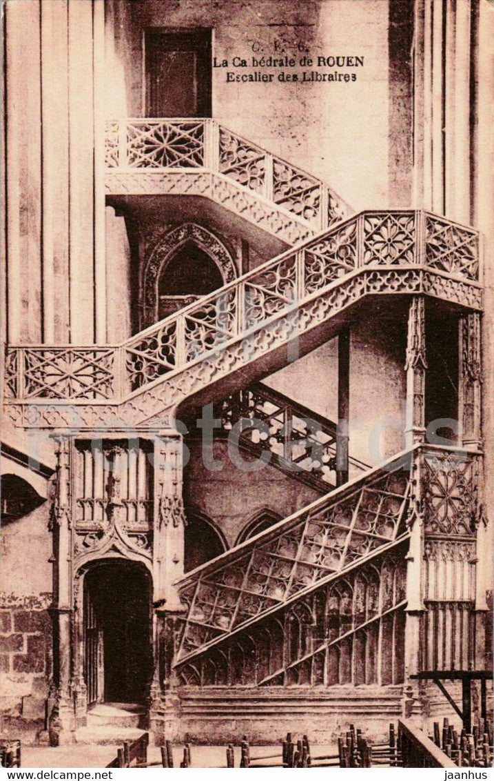 La Cathedrale de Rouen - Escalier des Libraires - 6 - old postcard - France - unused - JH Postcards
