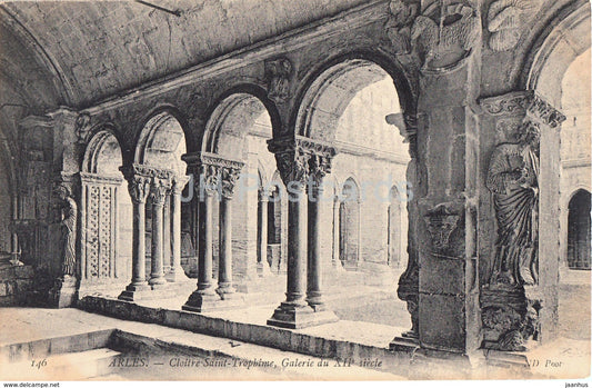 Arles - Cloitre Saint Trophime - Galerie - cloister - 146 - old postcard - France - unused - JH Postcards