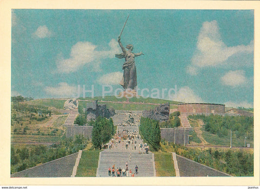 Volgograd - Mamaev Kurgan barrow - monument - 1967 - Russia USSR - unused - JH Postcards