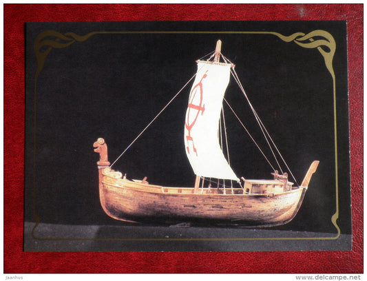 Novgorod overseas boat , XIII century - model ship - 1988 - Russia USSR - unused - JH Postcards