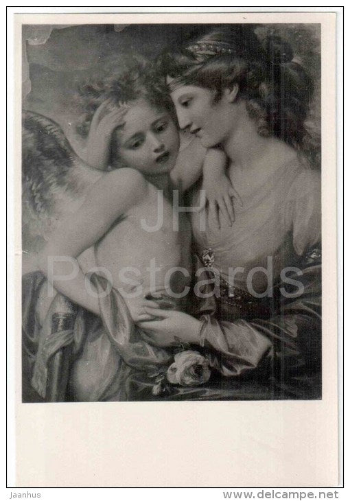 painting by Benjamin West - Venus comforts Cupid Stung by a Bee - anglo-american art - unused - JH Postcards