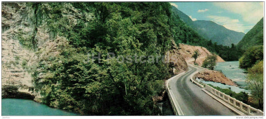 The Road to the Lake Ritsa . At the Blue Lake - Caucasus - 1966 - Georgia USSR - unused - JH Postcards