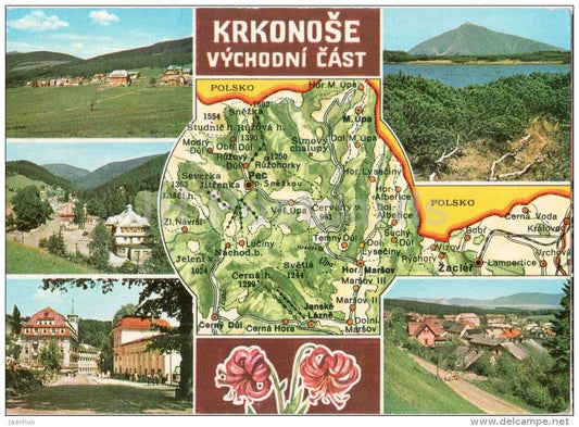 Eastern Krkonose - Mala Upa - Pomezni shed - Pec pod Snezkou - Janske Lazne - Snezka  Czechoslovakia - Czech - unused - JH Postcards