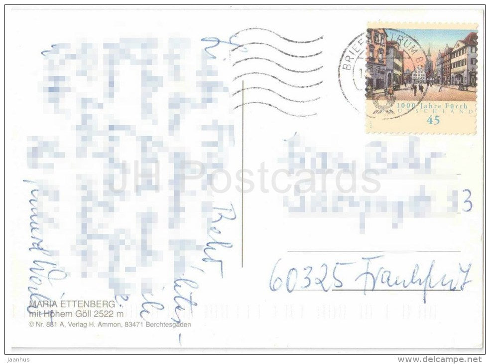 Maria Ettenberg mit Höhem Göll - Germany - 2007 gelaufen - JH Postcards
