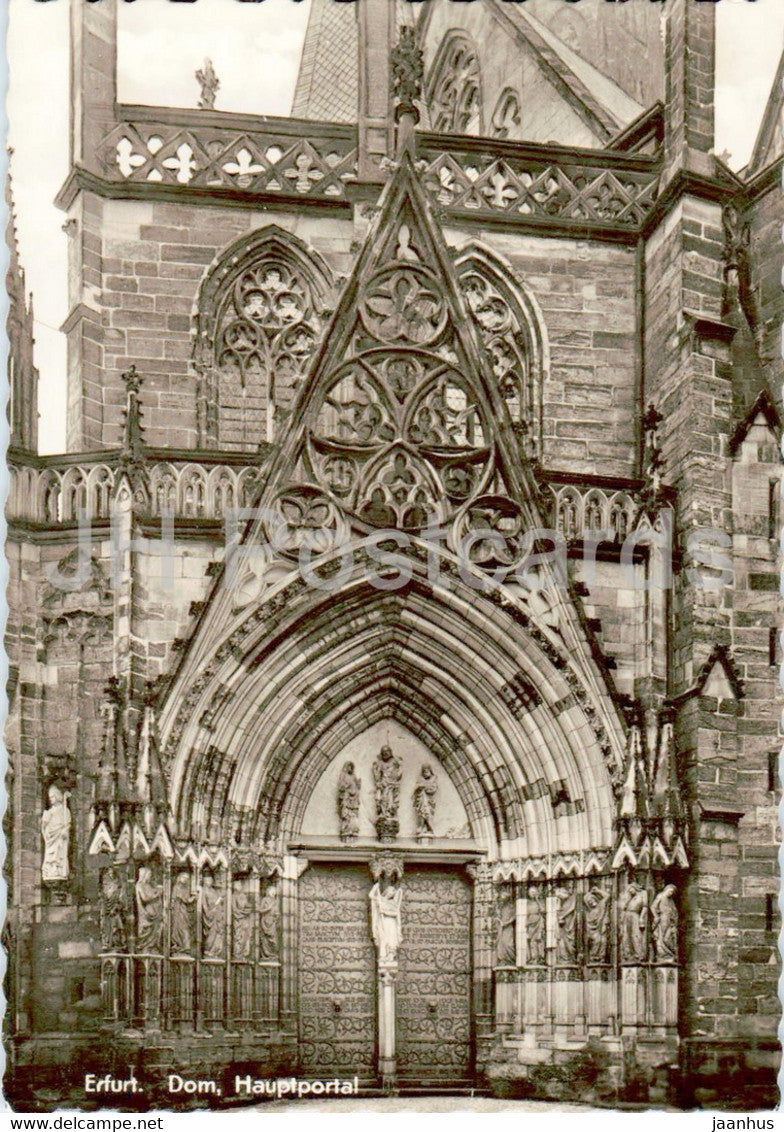 Erfurt - Dom - Hauptportal - cathedral - old postcard - 1970 - Germany DDR - used - JH Postcards