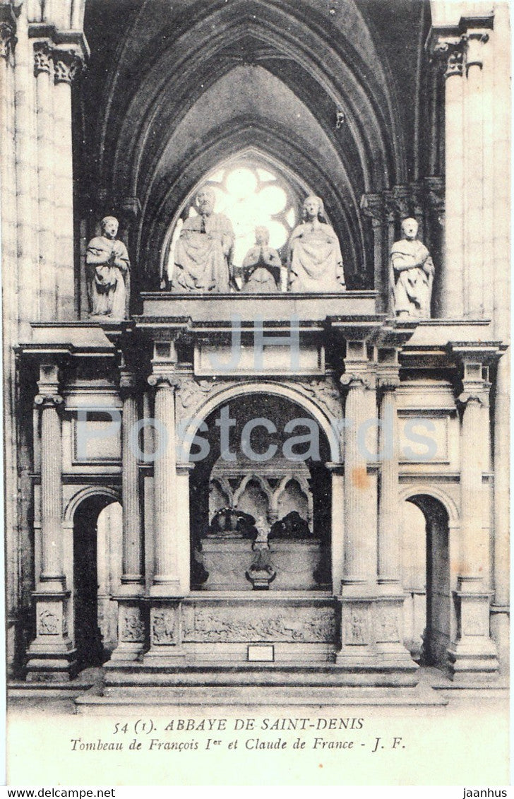 Abbaye de Saint Denis - Tombeau de Francois I et Claude de France - 54 - old postcard - 1917 - France - used - JH Postcards