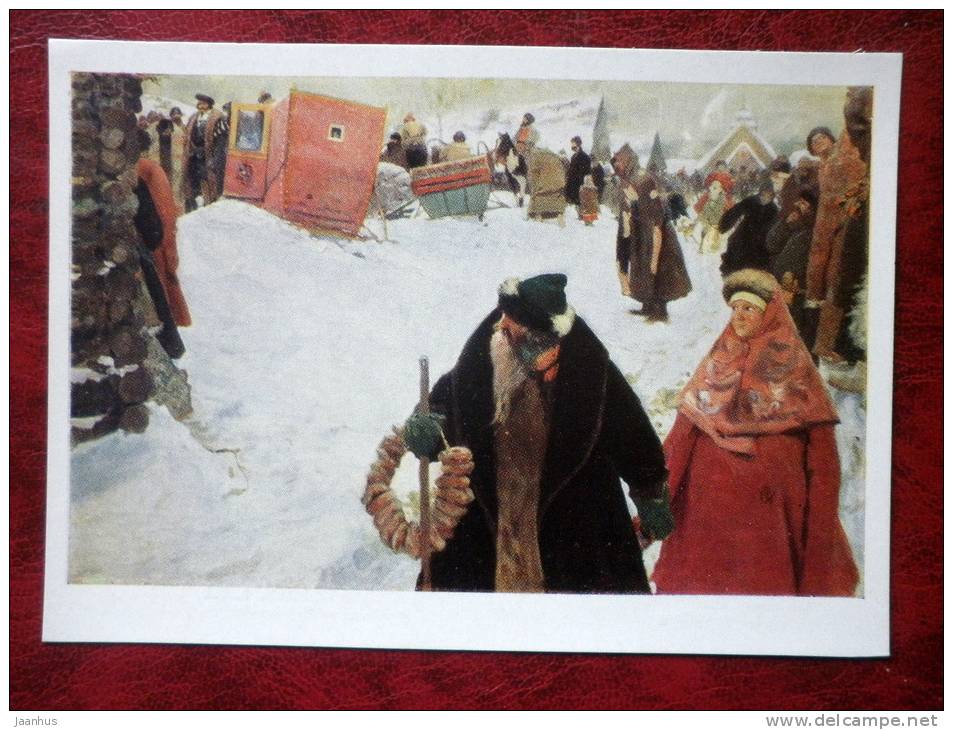 Painting by S. V. Ivanov - Foreigners coming to Moscow , 1901 - russian art - unused - JH Postcards