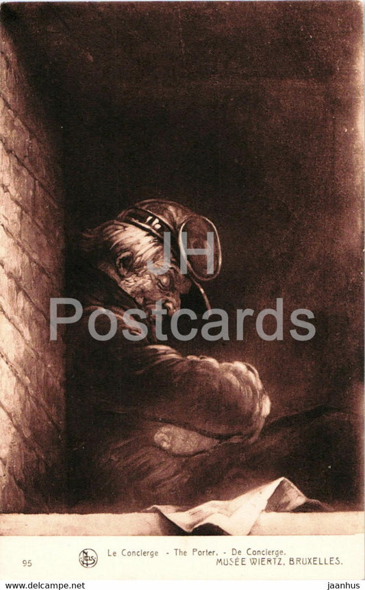 painting by Antoine Wiertz - La Concierge - The Porter - 95 - Belgian art - old postcard - Belgium - unused - JH Postcards