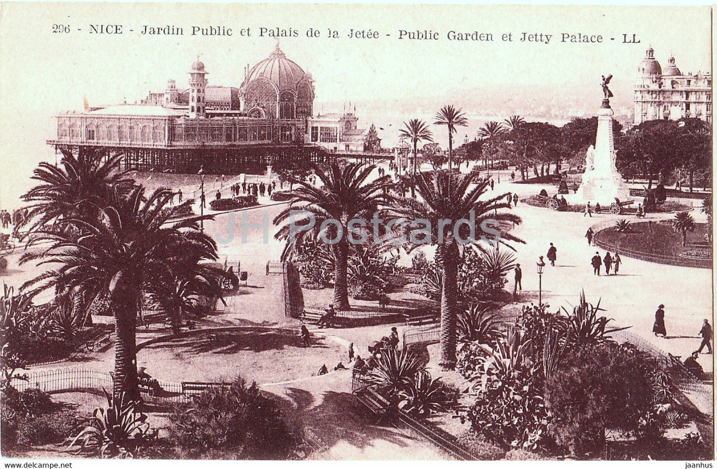 Nice - Jardin Public et Palais de la Jetee - Public Garden et Jetty Palace - 296 - old postcard - France - unused - JH Postcards