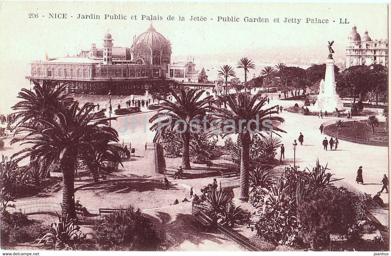Nice - Jardin Public et Palais de la Jetee - Public Garden et Jetty Palace - 296 - old postcard - France - unused - JH Postcards