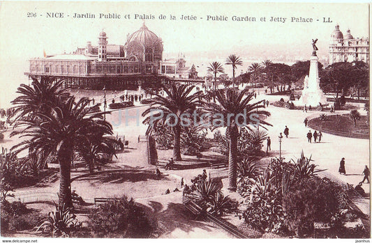 Nice - Jardin Public et Palais de la Jetee - Public Garden et Jetty Palace - 296 - old postcard - France - unused - JH Postcards