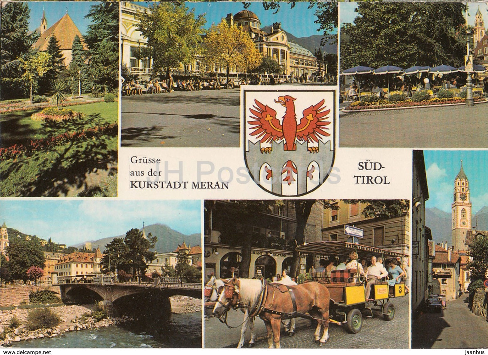 Grusse aus Kurstadt Meran - Sud-Tirol - horse - multiview - 745 - Italy - 1980 - used - JH Postcards