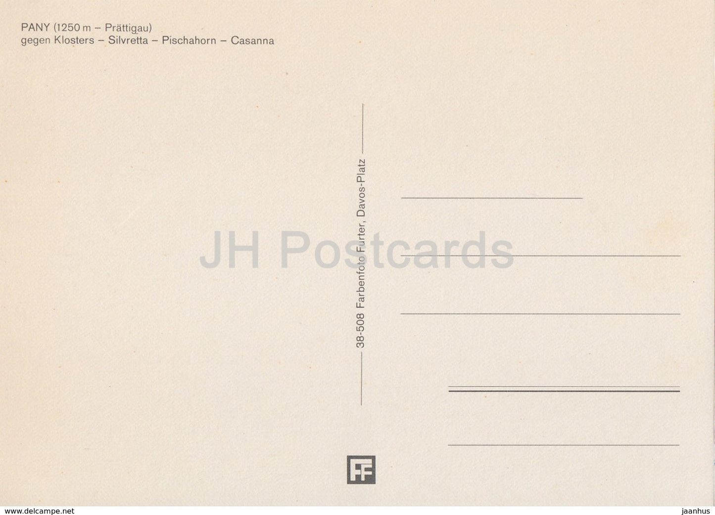 Pany 1250 m - Klosters - Silvretta - Pischahorn - Casanna - Switzerland - unused