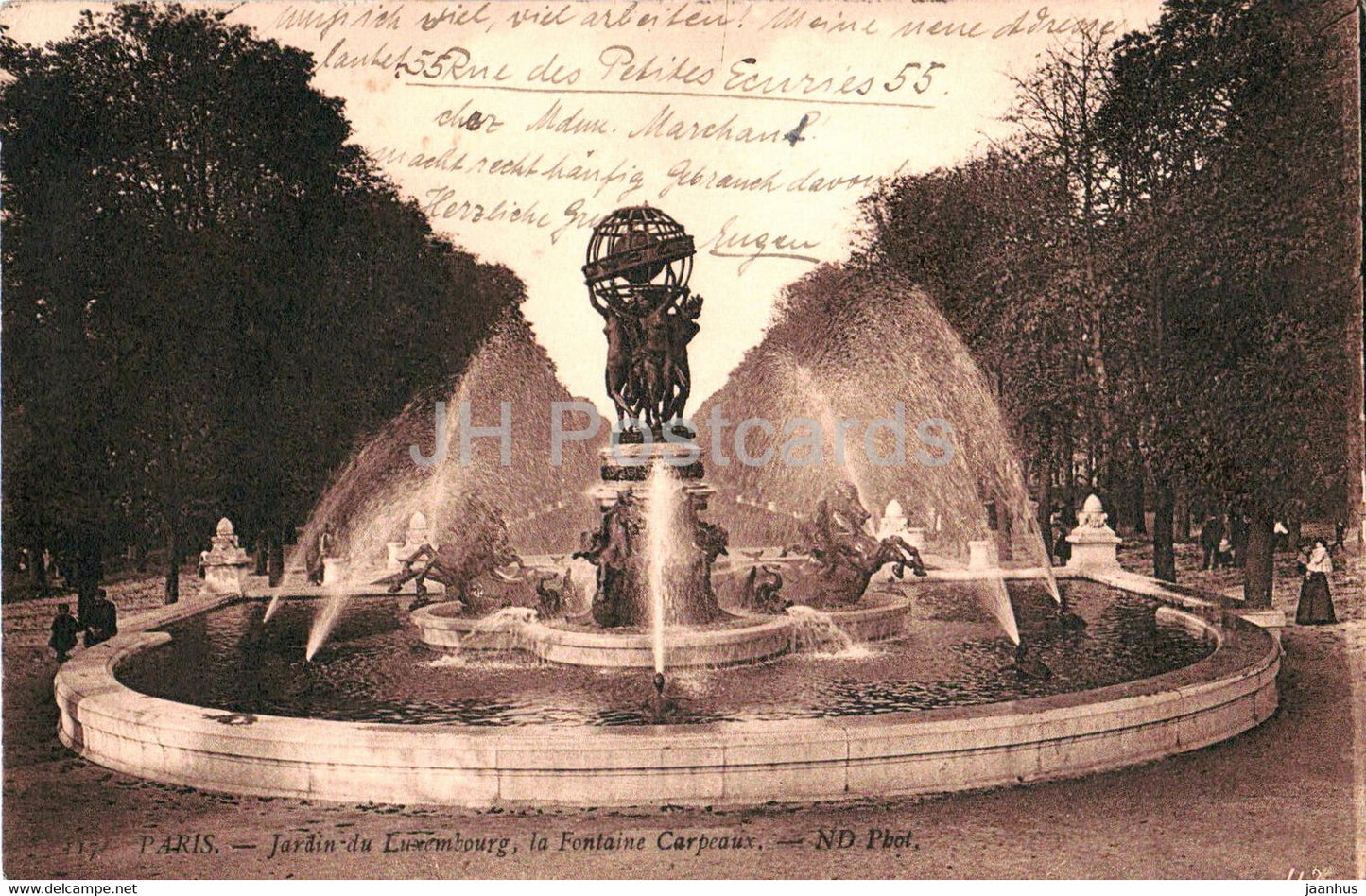 Paris - Jardin du Luxembourg - La Fontaine Carpeaux - 417 - old postcard - 1911 - France - used - JH Postcards