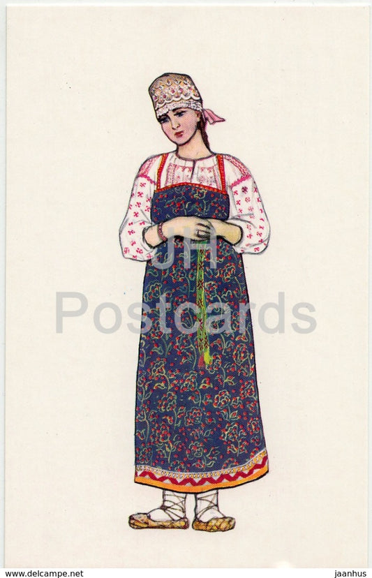 Young Girls Clothes - Archangel Province - 1 - Russian Folk Costumes - 1969 - Russia USSR - unused - JH Postcards