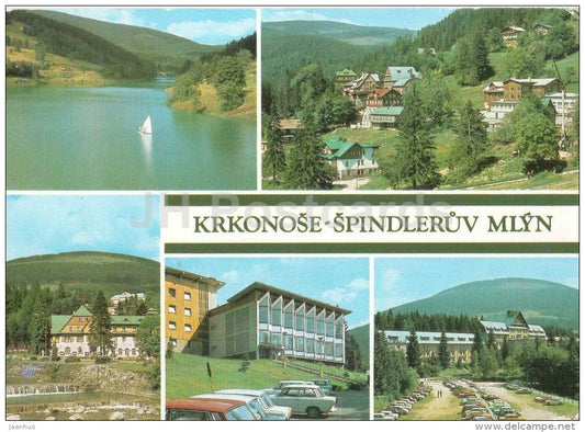 Krkonose - Spindleruv Mlyn - windsurfing - hotel Areal - interhotel Montana - spa - Czechoslovakia - Czech - used 1989 - JH Postcards