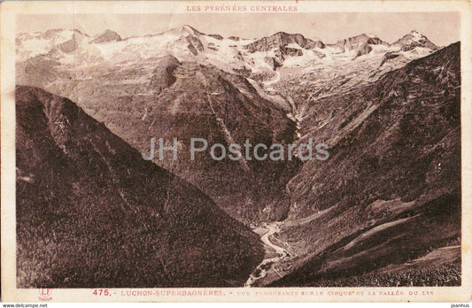 Luchon Superbagneres - Vue Plongeante sur le Cirque et la Vallee du Lys - 475 - old postcard - France - used - JH Postcards