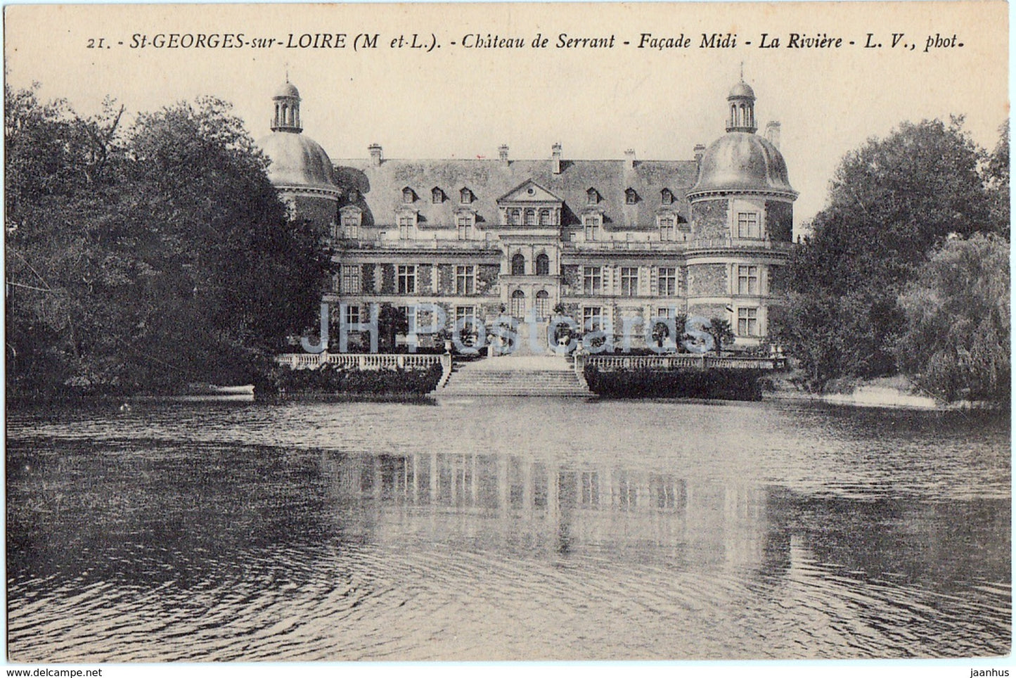 Saint Georges sur Loire - Chateau de Serrant - Facade Midi - La Riviere - castle - 21 - old postcard - France - used - JH Postcards
