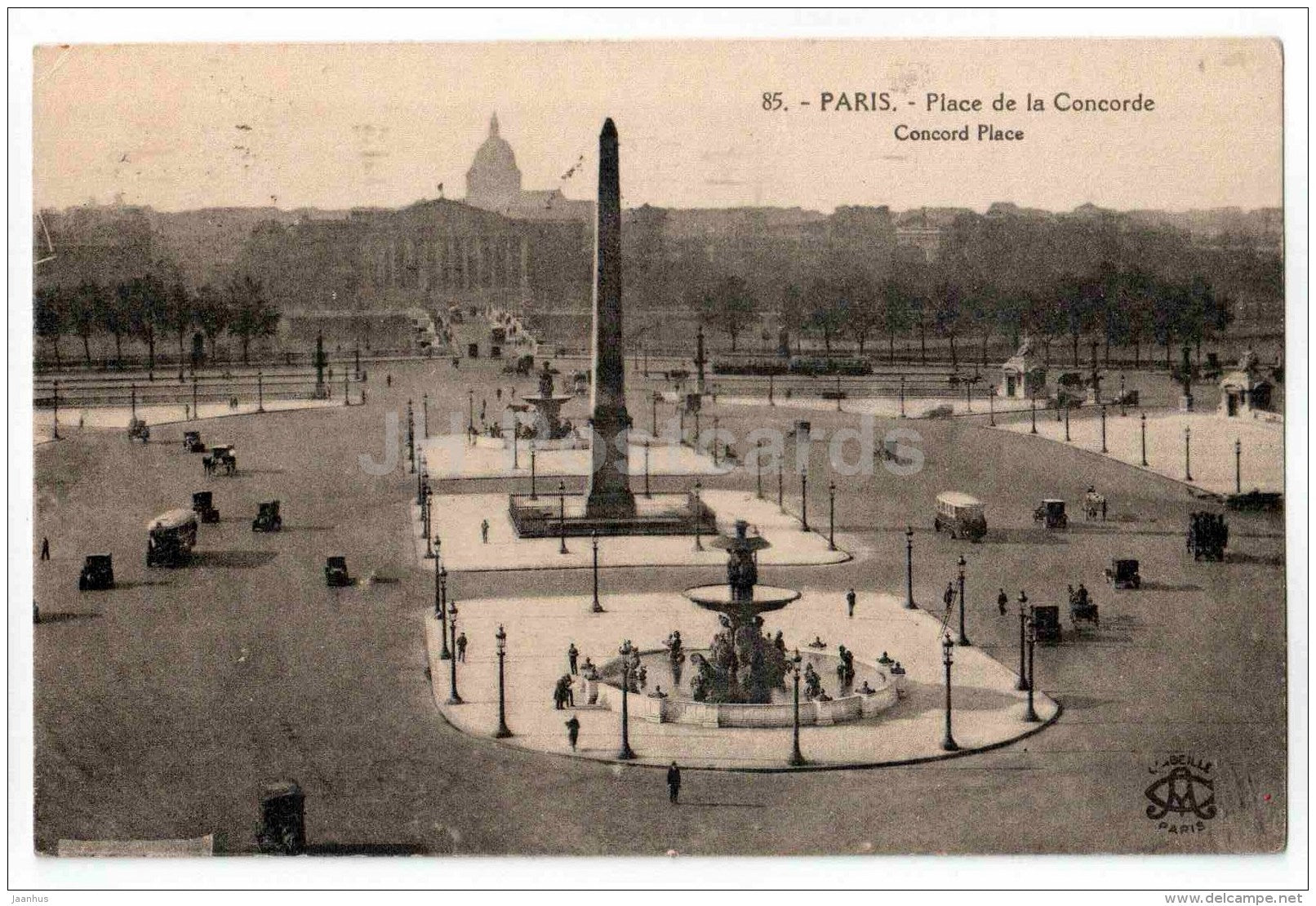 Place de la Concorde - Concord Palace - 85 - Paris - France - sent from France Paris to to Estonia Tallinn 1925 - JH Postcards