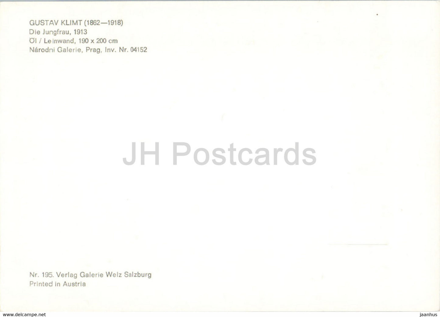 painting by Gustav Klimt - Die Jungfrau - Austrian art - Austria - unused