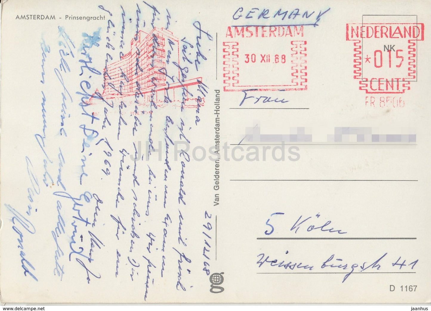 Amsterdam - Prisengracht - boat - 1968 - Netherlands - used