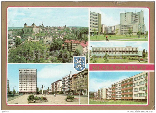 Mlada Boleslav - Lenin square - New constructions - Czechoslovakia - Czech - used 1982 - JH Postcards