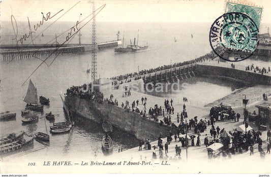 Le Havre - Les Brise Lames et l'Avant Port - 102 - old postcard - 1907 - France - used - JH Postcards