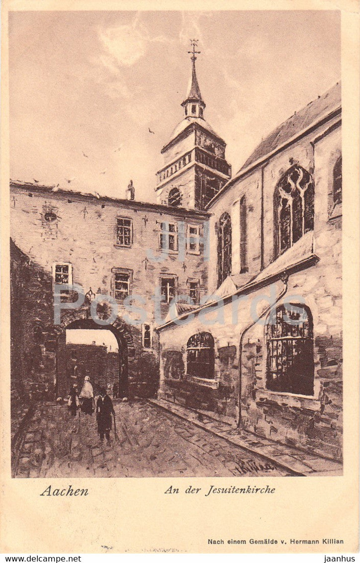 Aachen - An der Jesuitenkirche - Gemalde v Hermann Killian - old postcard - 1909 - Germany - used - JH Postcards
